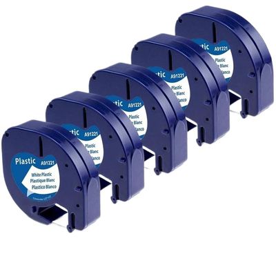 5Pack White Plastic Label Maker Tape Refills 12mm Compatible with LT-100H LT-100T Plus Models 91221 59422