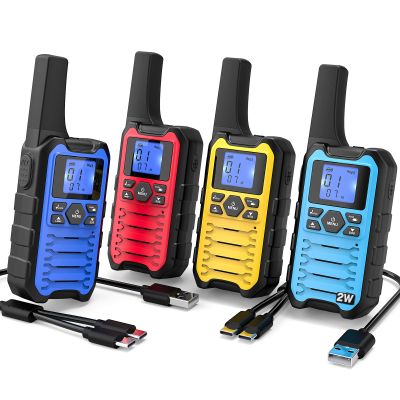 Wishouse K15 Walkie Talkies Long Range for Adults, Rechargeable Two-Way Radios 4 Pack, 2W FRS, 22 Channels, USB-C, Flashlight, NOAA/SOS, Quick Pair, for Camping & Hunting, Emergency Use