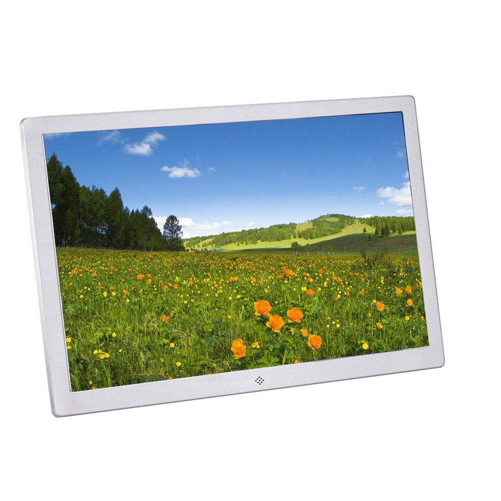 10-Inch, 12-Inch, 15-Inch, 17-Inch Digital Photo Frame, Metal Material, High-Definition Display with Remote Control, Supports Pictures, Videos and Music, Easy to Set,Silver12 Inches