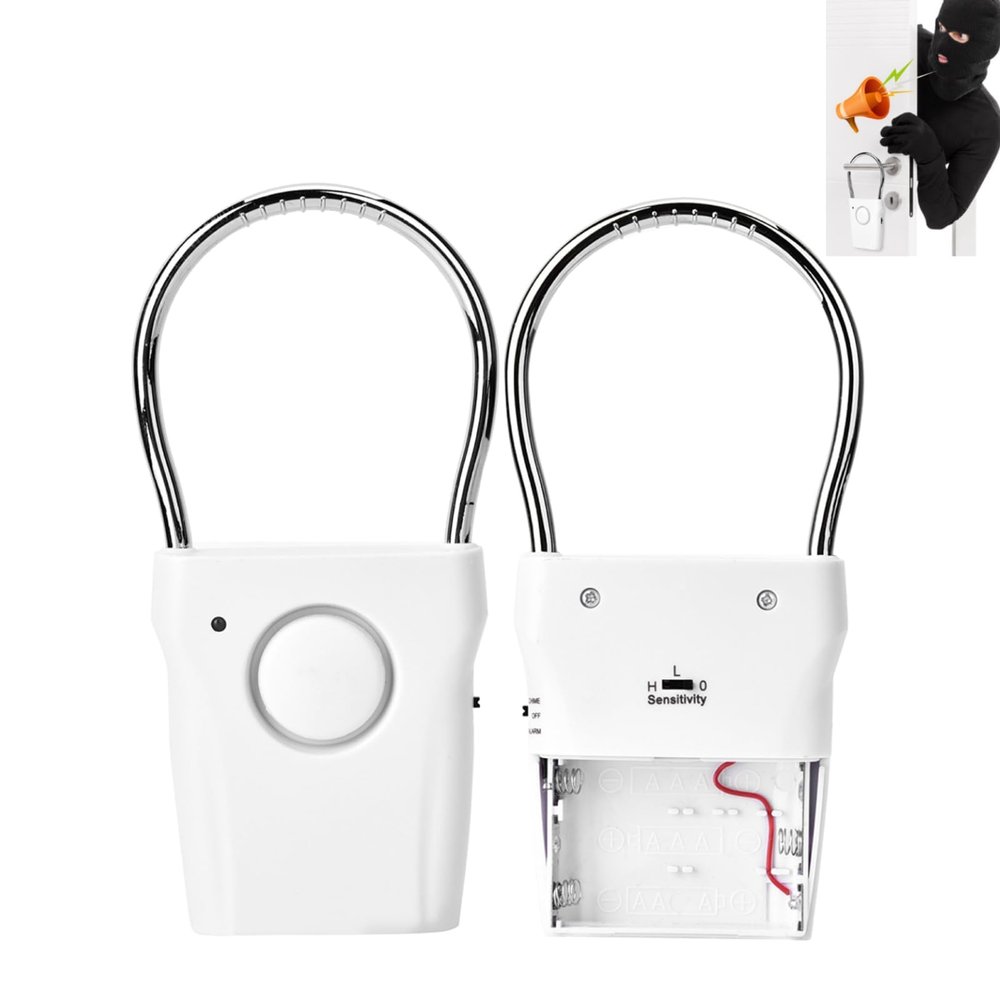 2PCS Door Handle Alarm When Touched, 120db Hanging Portable Door Handle Knob Alarm Anti Theft Vibration Triggered Burglar Alert for Travelling Hotel Apartment Home Security