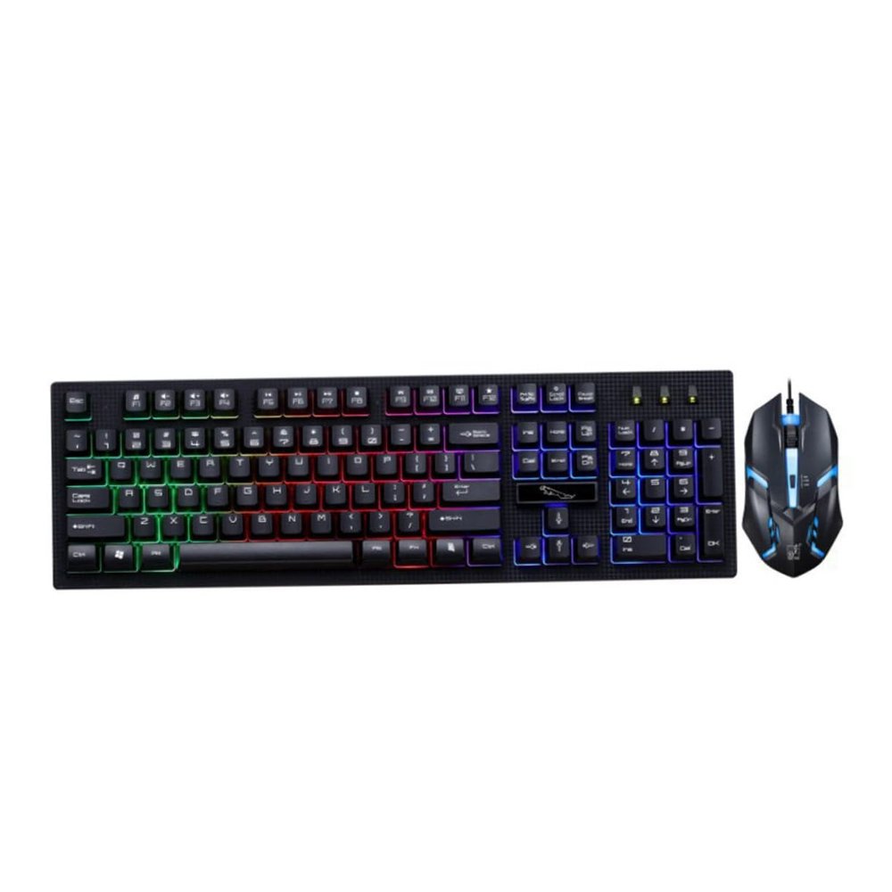 1Set Luminous Mechanical Gaming Keyboard Mouse Set USB Wired Ergonomic Design for Home Office for Gamers High Definition Characters Durable Sports Accessories