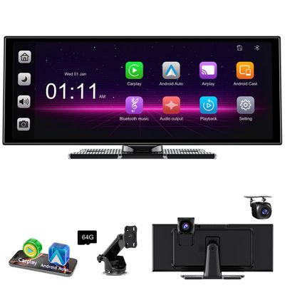 [11" Fully Laminated 60fps Touchscreen] -Accfly Wireless car Play Screen for Apple carplay &Android Auto, OTA Updates -HD Front Dashcam & Backup Camera, Car Stereo Radio/GPS Navigation/BT Audio
