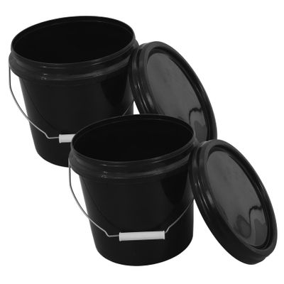 2pcs Plastic Bucket with Lid 5l Portable Home Water Container