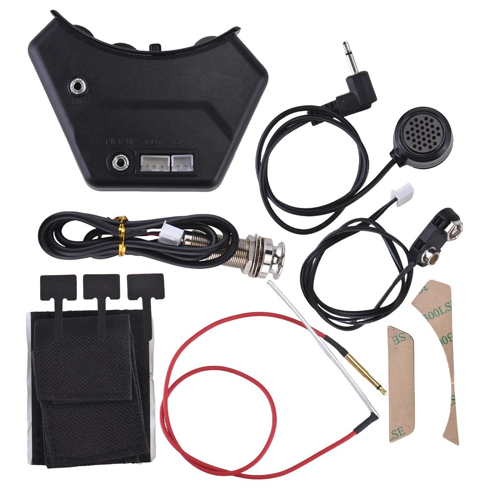 LINMENG Sound Hunter Acoustic Guitar Sound Hole Pickup Active Piezoelectric Pickup 2 Pickup Modes Piezo Mic Volume Tone Adjusting Phase Function Musical Instrument Accessories Folk
