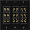 RiteAV 9.0 Surround Sound 9 Speaker 18 Banana Plug Jack Wall Plate Female Connectors - 3 Gang [Black] view 1
