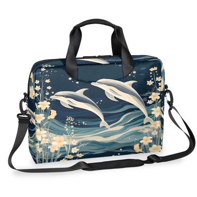 Adornori Dolphin Laptop Bag 15.6 Inch Laptop Sleeve Case with Shoulder Straps Sea Ocean Theme Computer Case Cover Slim Briefcase for Men Women