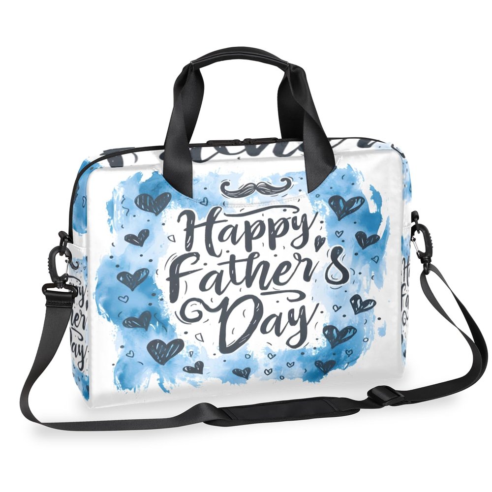 Adornori Happy Father's Day Laptop Bag 15.6 Inch Laptop Sleeve Case with Shoulder Straps Heart Computer Case Cover Slim Briefcase for Men Women