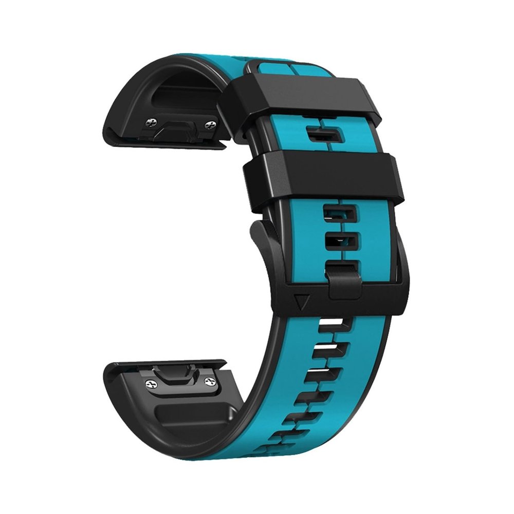 22/26mm Watchbands For Garmin Fenix 8 7 7X 6 6X Pro 5 5X Plus 3HR 935 Silicone Band Quick Release WristStrap Bracelet Accessories(Sky blue black,22mm(7/6/5))