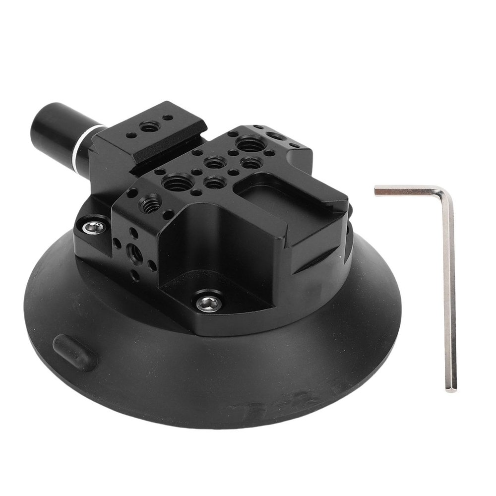 ASHATA 4.6 Inch Vacuum Suction Cup Mounting Base with 1/4in 3/8in Threaded Holes, Air Pump Car Camera Suction Holder, 117mm, Compatible with Camera, Light, Car Glass