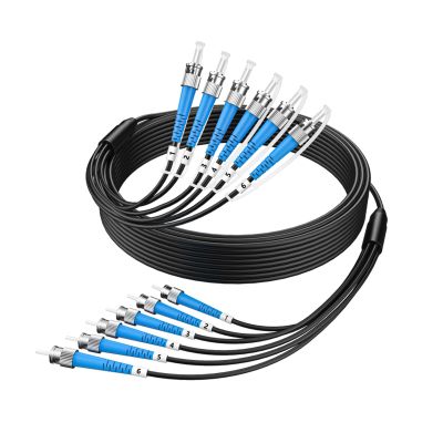 100M 12 Core OM3 Multimode ST to ST Outdoor Armored Fiber Patch Cable, Direct Burial 12 Strands Fiber Optic Cable 10GB/40GB, Industrial TPU, MMF 50/125um ST-ST 12 Fibers Optical Jumper