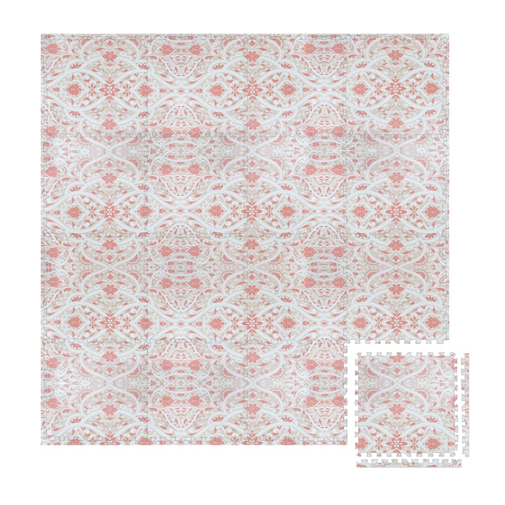 Play Platoon Kids Play Mat, 16 Tile 96x96 Inch - Petal Print, Extra-Thick