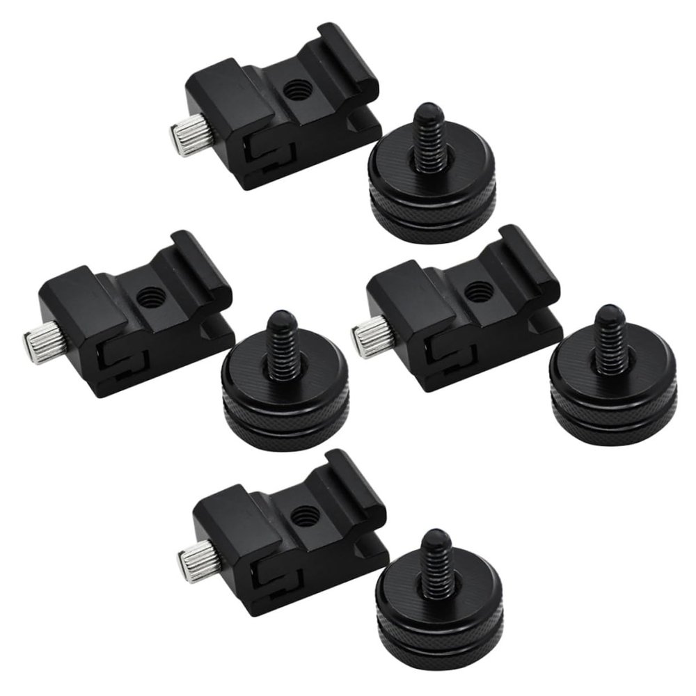 POPETPOP 8pcs Adjustable Cold Shoe Mount Adapter Set with Tripod Base for DSLR Camera and Flash Compatible with Light Stands and Photography Equipment