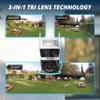 Defender AI Powered 3K+ Guard WiFi Tri-Lens PTZ Plug-in Power Outdoor Security Camera, 3-in-1, 360, 8X Zoom, Human/Vehicle AI Detection, Blue/Red LED, WiFi 6, Works w/Guard App, 2 Pack view 3