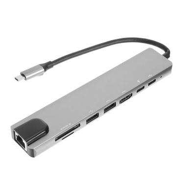 Angoily 8-in-1 USB Hub Adapter for Laptops Type-C USB 3.0 Splitter Compatible and PC Compact Design for Laptop and PC Use