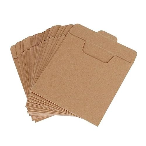 DirectNine Basics 25Pcs Kraft CD Envelopes Portable Storage Pockets for and Dvds Multi Function Sealing Covers for Home Travel and Collectors