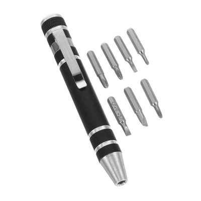 Amosfun 8-in-1 Portable Screwdriver Set Multi-Bit Pen Tool for Eyeglasses and Computer Repair Aluminum Alloy Mini Screwdriver Kit