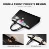 LOVEVOOK Laptop Tote Bag for Women, Leather Business Office Work Bag Computer Briefcase with Small Clutch fit for 15.6 Inch Laptop,Brown-Beige-Apricot view 3
