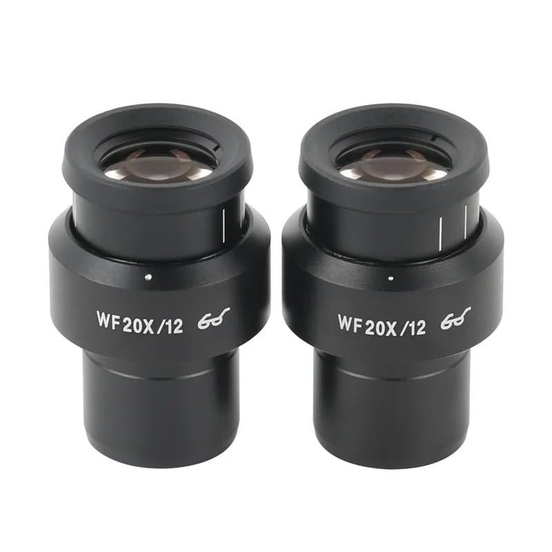 1pc Adjustable WF20X WF20X/12mm Microscope Eyepiece 30MM Binocular Trinocular Microscopio Wide Field Optical Glass Oculars Lens(2pcs WF20X12)