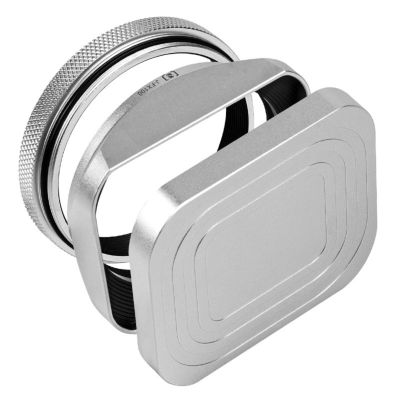 Silver Square Metal Lens Hoods Lens Caps for X100V X100T/ X100VI for Outdoor and Backlit Shootings