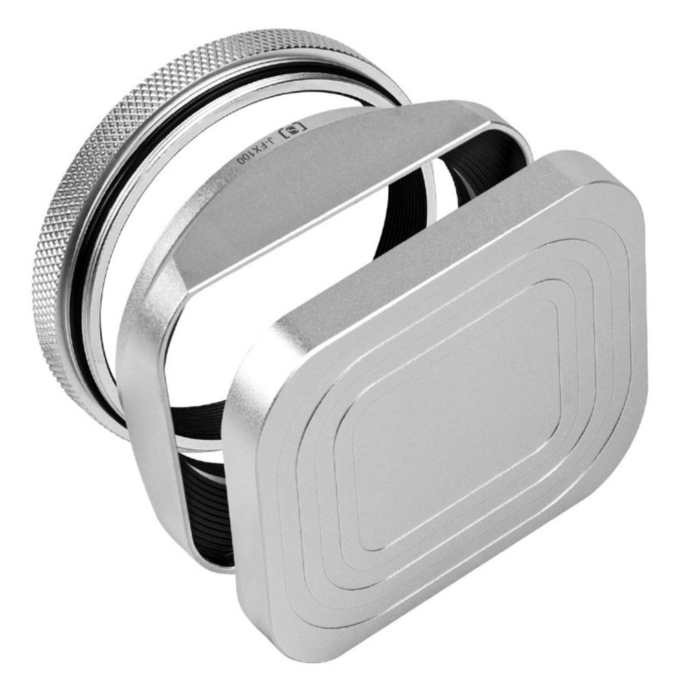 Silver Square Metal Lens Hoods Lens Caps for X100V X100T/ X100VI for Outdoor and Backlit Shootings