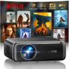 [Built-in Official Apps/4K Support] Smart Outdoor Projector with WiFi and Bluetooth, 800ANSI Movie Projector, DoIby Audio with Dual Speaker, Auto Focus w/ YouTube&PrimeVideo Proyector, Upgrad P62 Pro view 1