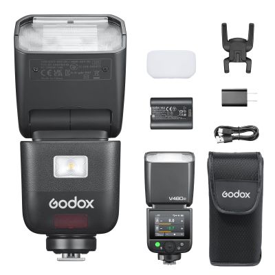 Godox V480-C Flash for Canon, 650 Full-Power TTL Camera Flash Flexible Bounce Head 10-Level Modeling Lamp GN50 1/8000 HSS Mini Flash Smart Distance Readout Speedlight with Touchscreen (V480 Canon)