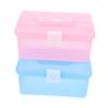 BIUDECO 2Pcs Versatile Storage Container with Compartment Design Transparent Handheld Tool Box for Medicine Manicure and Sundries Durable Material Convenient for Family Use view 1