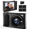 2025 Upgrade Digital Camera 4K, Point and Shoot Camera with 2.8' IPS Screen, 48MP 4K Video, 16X Zoom, Macro Mode, Flash - Compact Beginner Camera for Teens (Black view 1