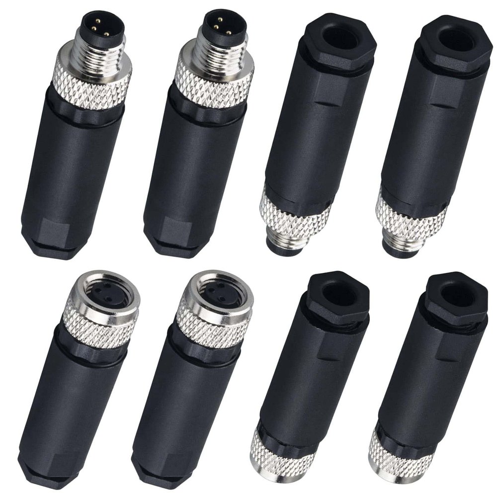 hiSpkNix M8 3-Pin A-Code Connector Set (8-Pack), IP67 Waterproof