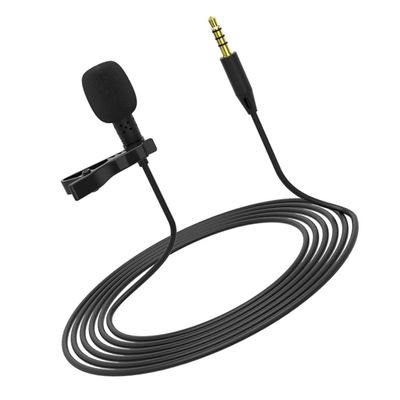 BRIGHTFUFU 1.5M Clip-on Lapel Microphone for Live Streaming Omnidirectional Condenser Mic Universal 3.5mm Jack for Interviews and Video Recording Black