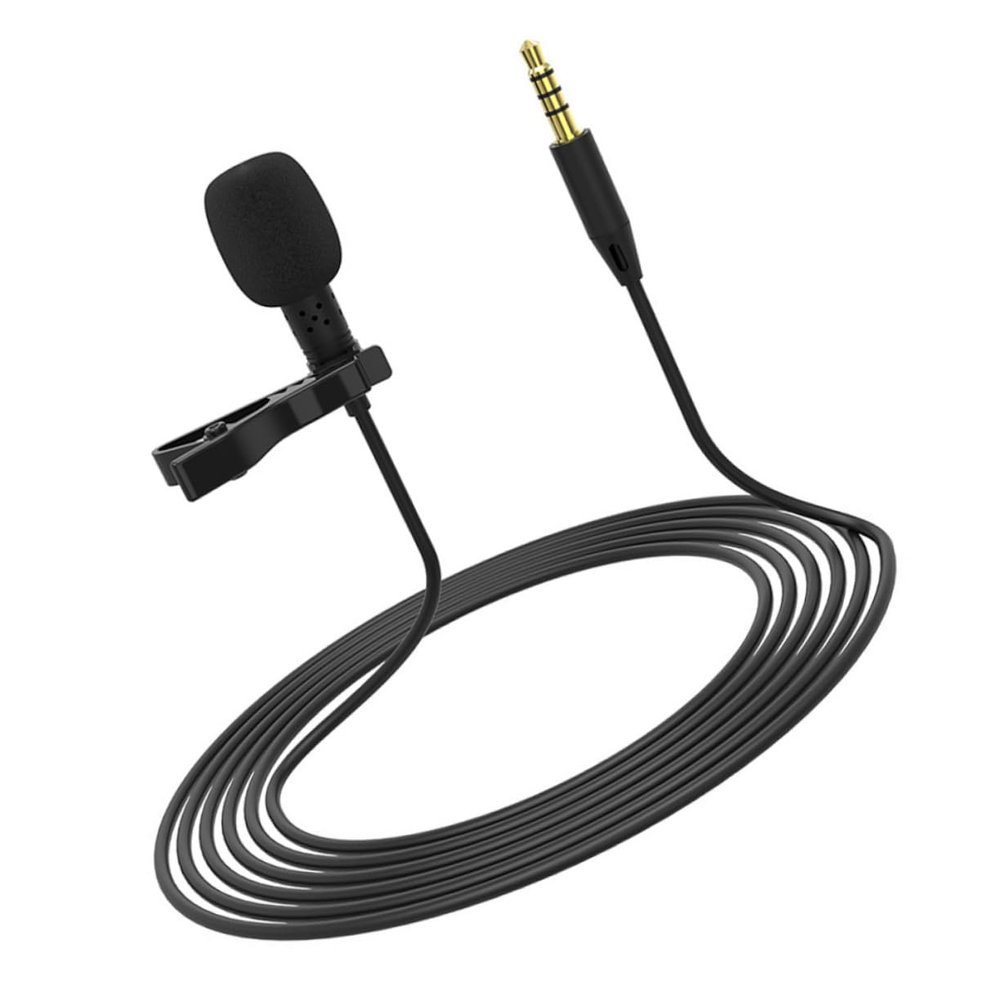 BRIGHTFUFU 1.5M Clip-on Lapel Microphone for Live Streaming Omnidirectional Condenser Mic Universal 3.5mm Jack for Interviews and Video Recording Black