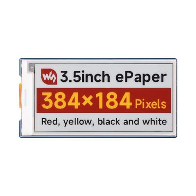 3.5 Inch E-Paper Display Module (G), SPI Interface E-Ink Screen, 384184 Resolution, Red/Yellow/Black/White, for Raspberry Pi, Ar-duino, STM32, ESP32, 3.3V/5V Compatible