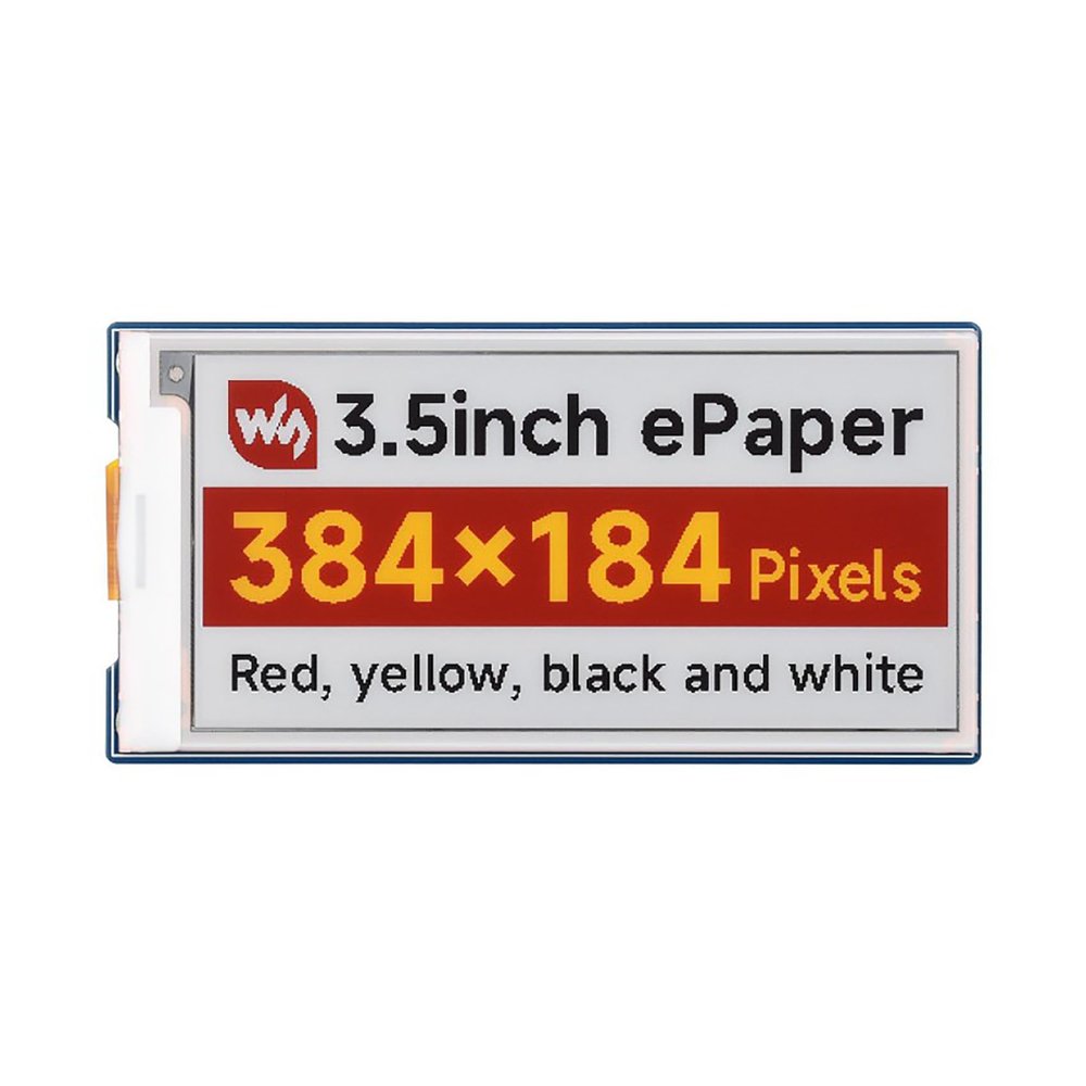 3.5 Inch E-Paper Display Module (G), SPI Interface E-Ink Screen, 384184 Resolution, Red/Yellow/Black/White, for Raspberry Pi, Ar-duino, STM32, ESP32, 3.3V/5V Compatible