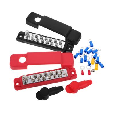 ABOOFAN 2Pcs Way Terminal Block Holder Power Distribution Bar for Car Boat Wiring High Junction Post with Quick Mounting Dual Color Options