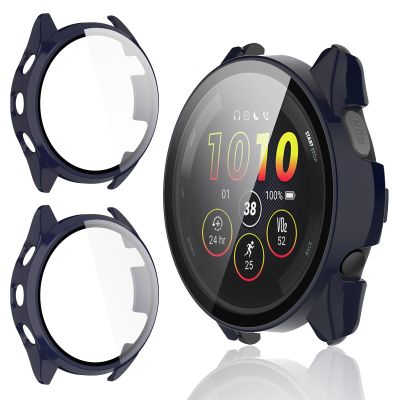 Kimiyaki 2 Pack for Garmin Forerunner 165 &165 Music Screen Protector Case [Full Coverage], Hard PC Bumper All-Around Protective Accessories for Garmin Forerunner 165 Built-in Tempered Glass Film