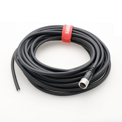 DRRI M12 8-Pins Female Sensor Connector to Fly Lead Waterproof Electrical Shield Cable for Automation Application