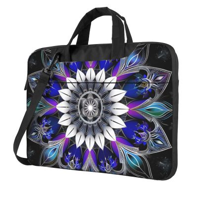 KCGSDEGV Mandala Print Rectangle Laptop Bag Triple Layer Protection Shockproof Crossbody Laptop Shoulder Bag for Men and Women, black, 13 inch