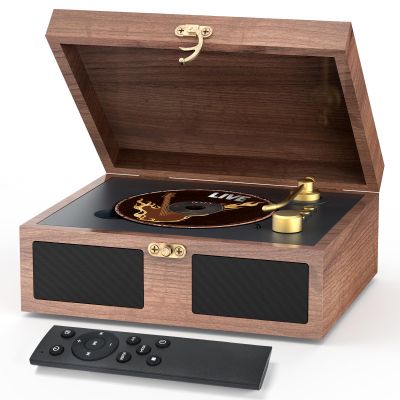 CD Player with Speakers Bluetooth Nostalgic Portable CD Players Support Bluetooth in & Out, Retro CD Player for Home with Remote Control Headphone Jack Brown