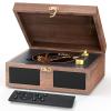 CD Player with Speakers Bluetooth Nostalgic Portable CD Players Support Bluetooth in & Out, Retro CD Player for Home with Remote Control Headphone Jack Brown view 1