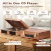 CD Player with Speakers Bluetooth Nostalgic Portable CD Players Support Bluetooth in & Out, Retro CD Player for Home with Remote Control Headphone Jack Brown view 4