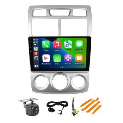 Android Stereo for Kia Sportage 2005-2010 Manual AC - 9" IPS Touch Screen Built-in Car-Play Android Auto/GPS Navigation/5G WiFi/FM/SWC/AHD Camera