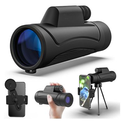 10x42 Monocular Telescope with Smartphone Holder Tripod for Adults Kids, HD Waterproof BAK4 Prism Monocular Scope with Clear for Bird Watching Hunting Hiking Travel Camping