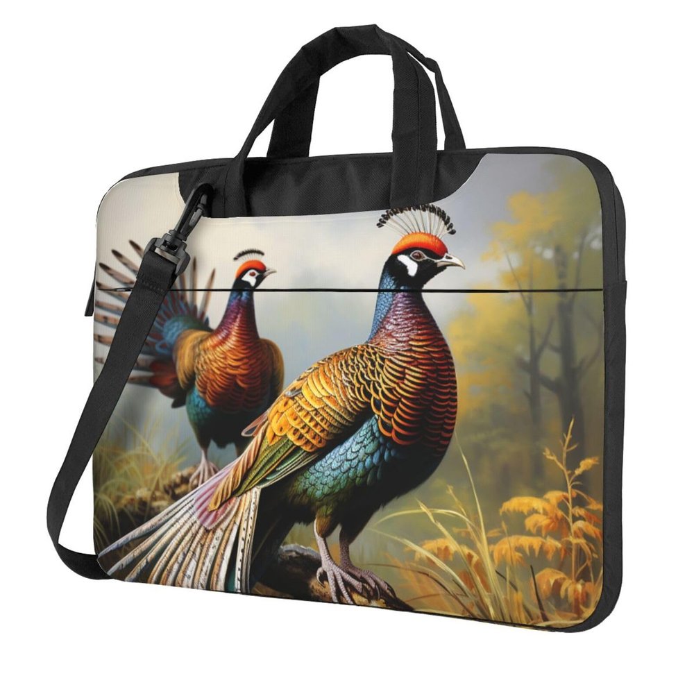 14 Inch Laptop Shoulder Bag For Men Women,Waterproof Briefcase Messenger Bag Pheasants Animals Laptop Sleeve Bag W/Strap Handle