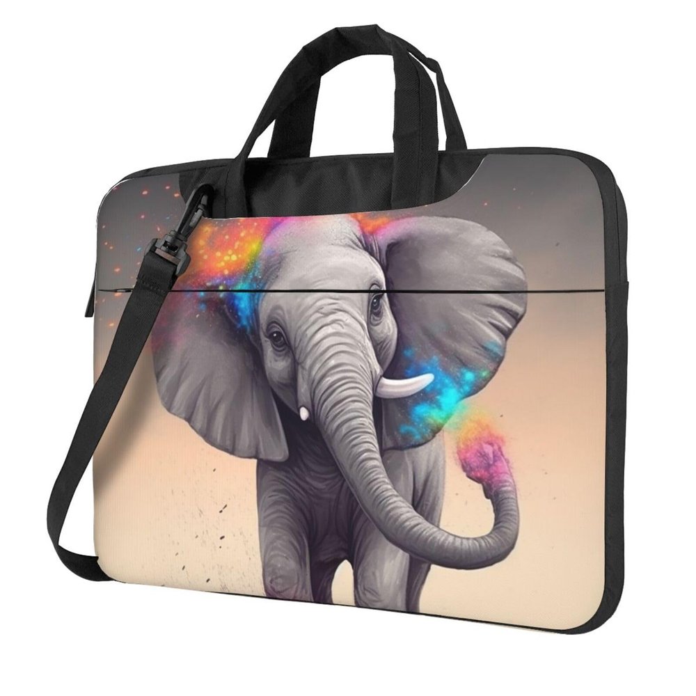 15.6 Inch Laptop Shoulder Bag For Men Women,Waterproof Briefcase Messenger Bag Animal Cartoon Elephant Laptop Sleeve Bag W/Strap Handle