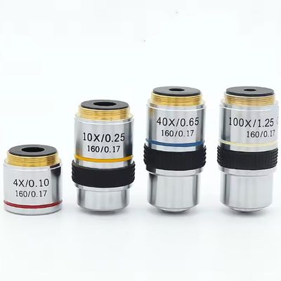 1pc 4X 10X 20X 40X 60X 100X Microscope Objective Lens Achromatic Objective Laboratory Biological Microscope Accessories(100X)
