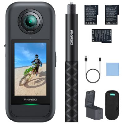 AKASO 360 Action Camera Creator Combo- 5.7K 360 Video with 1/2" 48MP Sensors, 72MP 360 Photo, 360-SuperSmooth, Touchscreen, Invisible Selfie Stick, 360 Horizon Lock, AI Tracking