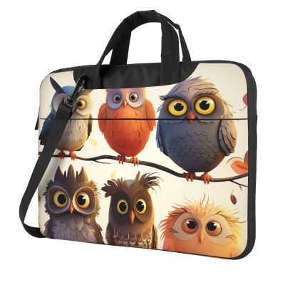 14 Inch Laptop Shoulder Bag For Men Women,Waterproof Briefcase Messenger Bag Owls Birds Laptop Sleeve Bag W/Strap Handle