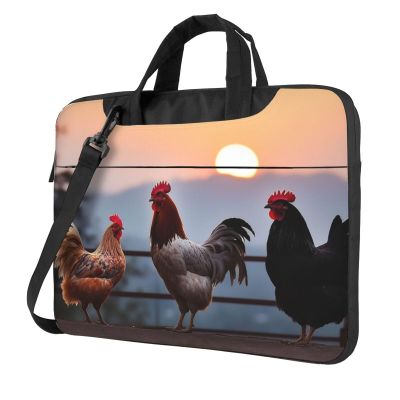 14 Inch Laptop Shoulder Bag For Men Women,Waterproof Briefcase Messenger Bag Animal Chickens Laptop Sleeve Bag W/Strap Handle
