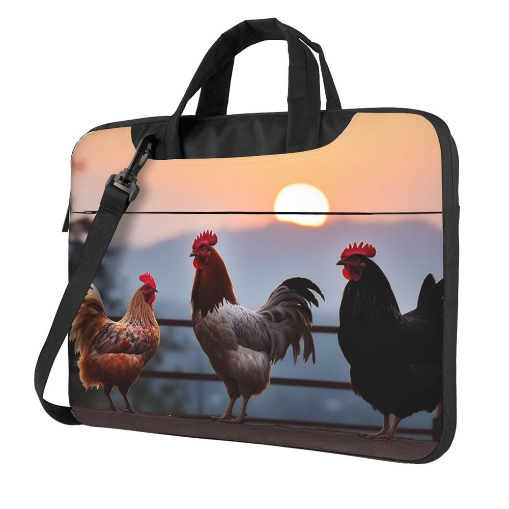 14 Inch Laptop Shoulder Bag For Men Women,Waterproof Briefcase Messenger Bag Animal Chickens Laptop Sleeve Bag W/Strap Handle