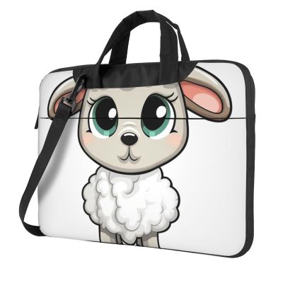 15.6 Inch Laptop Shoulder Bag For Men Women,Waterproof Briefcase Messenger Bag Lamb Laptop Sleeve Bag W/Strap Handle